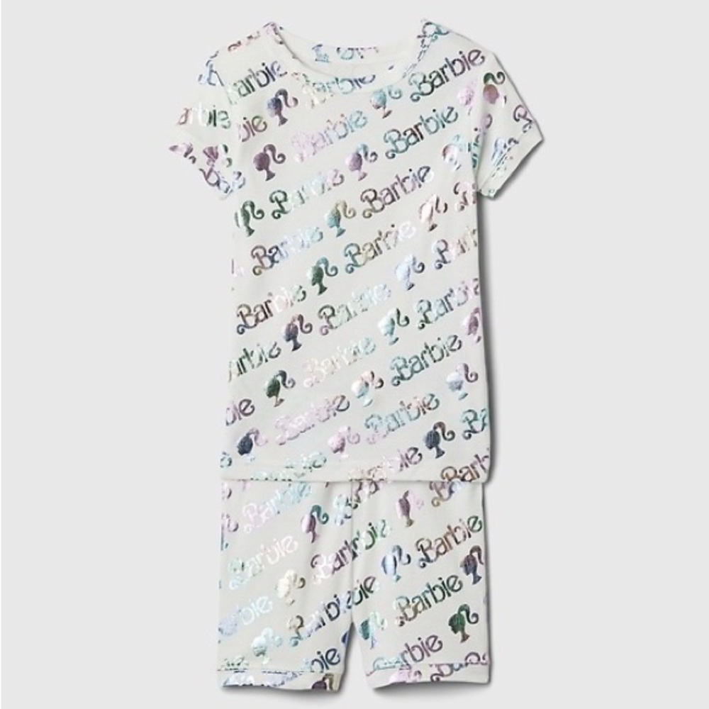 GAP x Barbie Metallic Pastel Print Pajama Set Sz 5